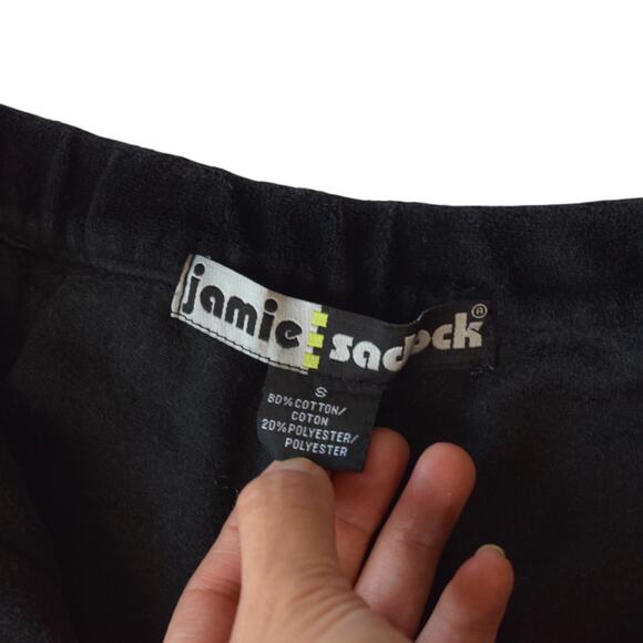 Y2K Style Jamie Sadock Black Velour Pants With Zip Pockets (Size Small) - Picture 4 of 6